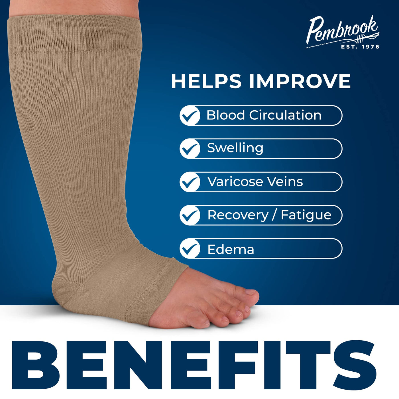 Pembrook Plus Size Compression Socks Wide Calf - Up to 6XL