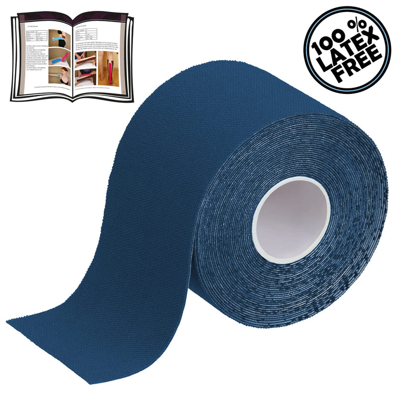 [Australia] - BB Sport 6 Rolls Kinesiology Tape Muscle Support Tape 5 m x 5 cm E-Book Application Examples Muscle Support Elastic Strapping Tape, Colour:Dark Blue Dark Blue 