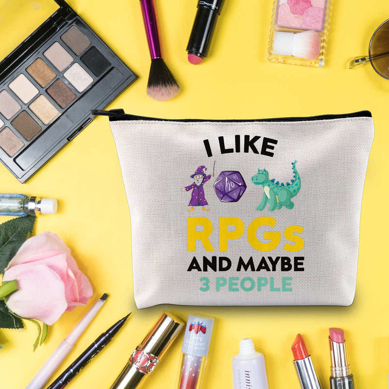 [Australia] - LEVLO Dungeons and Dragons Cosmetic Make Up Bag Dungeon Master Gift I Like RPGs And Maybe 3 People Makeup Zipper Pouch Bag For RPGs Lover, Like RPGs, 