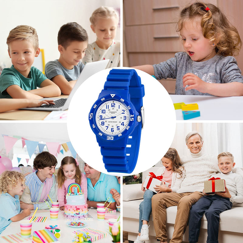 [Australia] - Children Analog Watch Waterproof Time Teaching Boys Girls Watch Soft Band Learning Time Wrist Watch for Kids Blue 