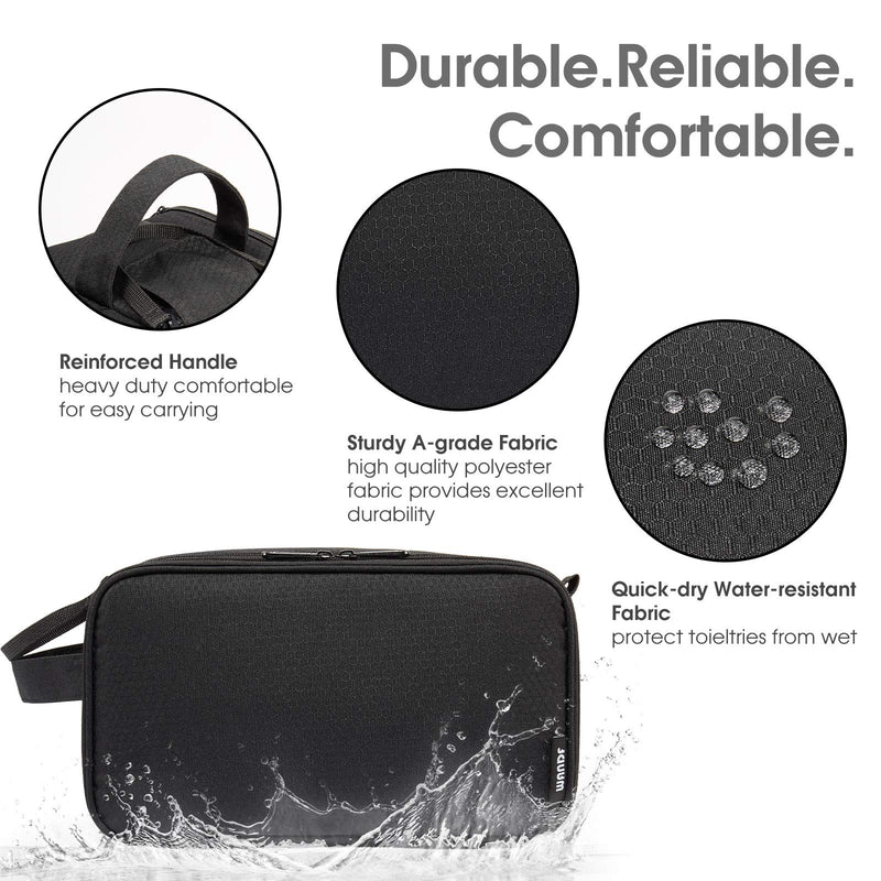 [Australia] - Extra Large Toiletry Bag Shaving Bag Washbag for Men Women Unisex Water-Resistant Full Double Opening Zipper Toiletries Bag for Travel Vacation (Black) Black 