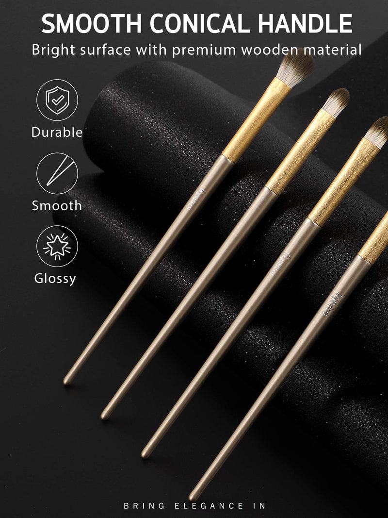 [Australia] - Syntus Makeup Brush Set, Conical Handle Makeup Brushes with Brush Case Bag and Makeup Sponges Premium Synthetic Foundation Powder Kabuki Blush Concealer Eye Shadow, Golden 