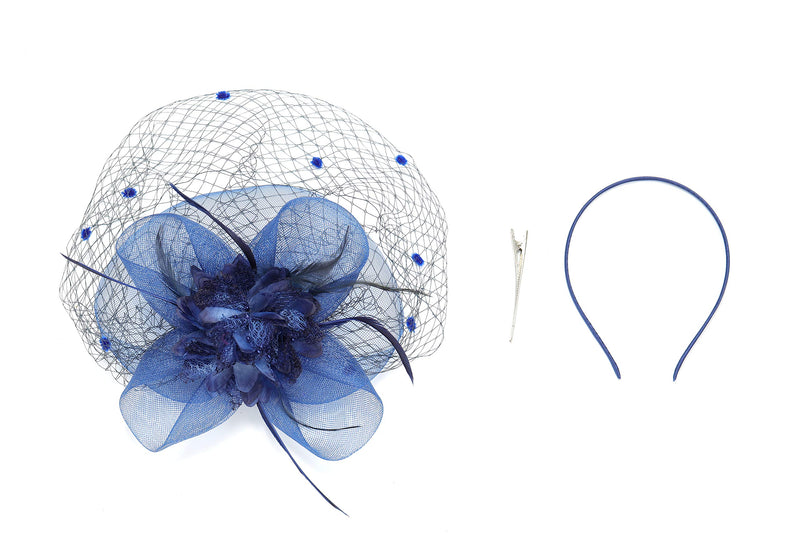 [Australia] - Cizoe Fascinator Hats for Women Tea Party Headband Kentucky Derby Wedding Flower Mesh Veil Fascinator A-pink 