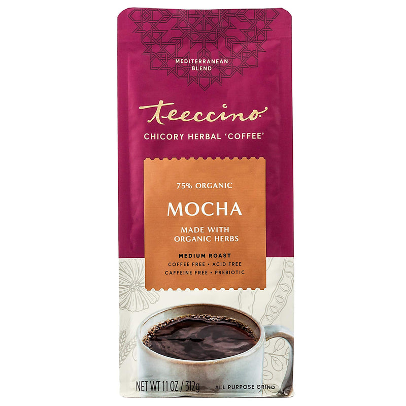 [Australia] - Teeccino Chicory Coffee Alternative - Mocha - Ground Herbal Coffee That’s Prebiotic, Caffeine-Free & Acid Free, Medium Roast, 11 Ounce 