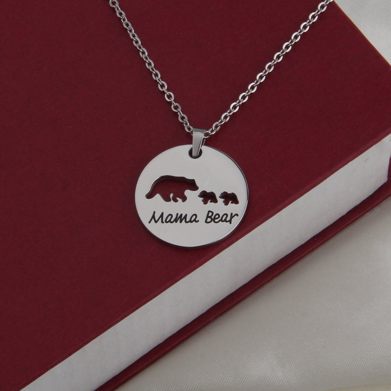 [Australia] - Zuo Bao Mama Bear and Baby Bear Necklace Set Mother Daughter Necklace Mom Jewelry Silver-2 cubs 