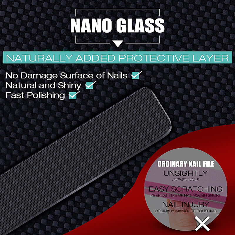 [Australia] - Glass Nail Shiner - 2PC Upgrade Glass Nail File for Natural Nails Nano Nail Buffers Crystal Shine Polisher, DR. MODE Professional Manicure Tools Kit for Acrylic Nail Care 2 Count (Pack of 1) 