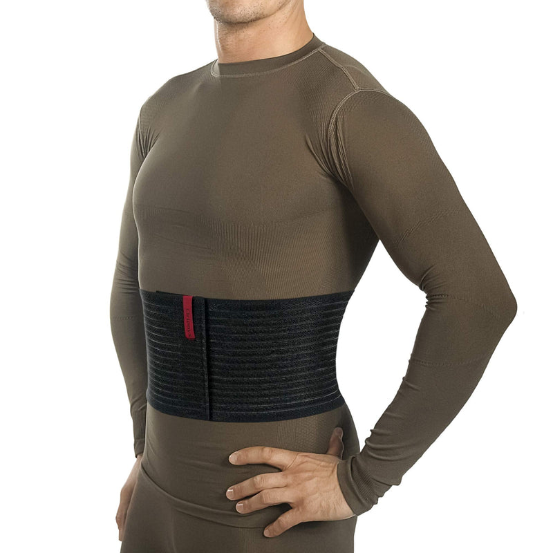 [Australia] - ORTONYX 6.25" Abdominal Binder for Men and Women / Postpartum Post-operative Post-surgery Wrap / Abdomen Navel Umbilical Hernia Support Belt / 524006 Black S/M Small/Medium (Pack of 1) 