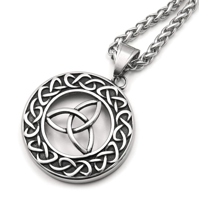 [Australia] - Gungneer Stainless Steel Triquetra Irish Celtic Knot Pendant Necklace Endless Love Eternity Protection Jewelry Amulet 20inch 