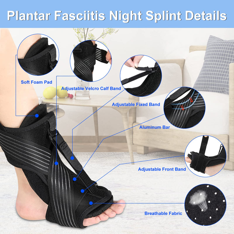 [Australia] - Plantar Fasciitis Night Splint, 2 Packs New Upgraded Multi Adjustable Ankle Brace Foot Drop Orthotic Brace for Plantar Fasciitis, Arch Foot Pain, Achilles Tendonitis Support for Women Men 