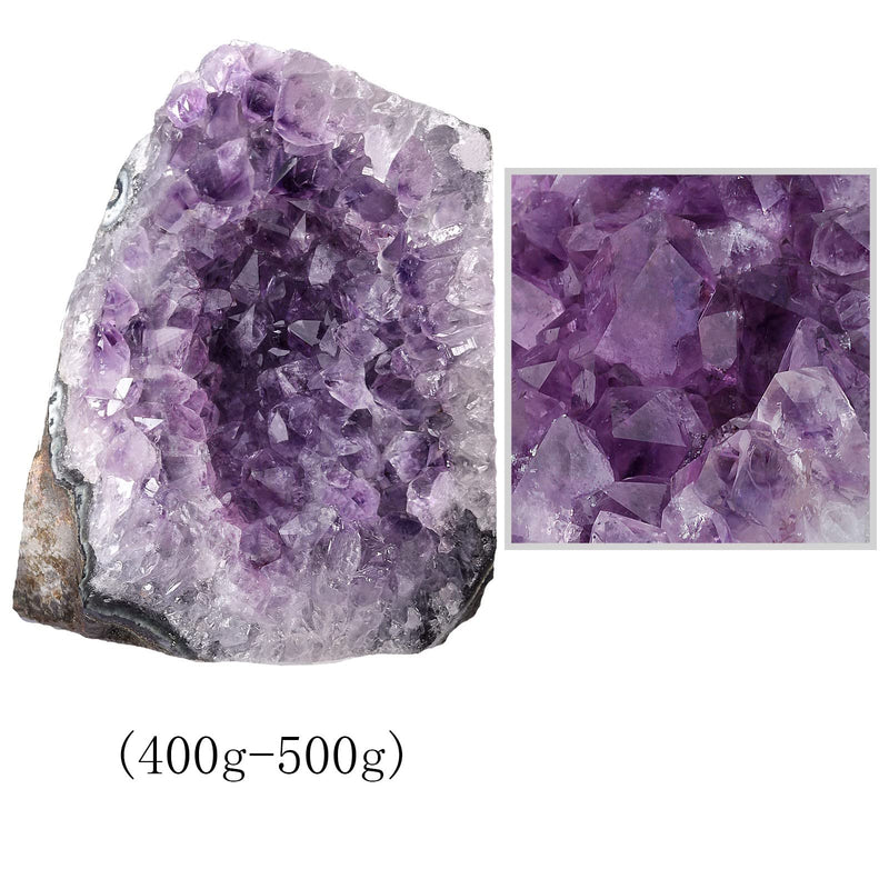 [Australia] - KYEYGWO Natural Amethyst Crystal Cluster Gemstone Specimen for Home Decoration Raw Druzy Geode Quartz Stone Figurine for Reiki Healing Meditation, 400-500g 60x40x35mm-125x100x80mm 