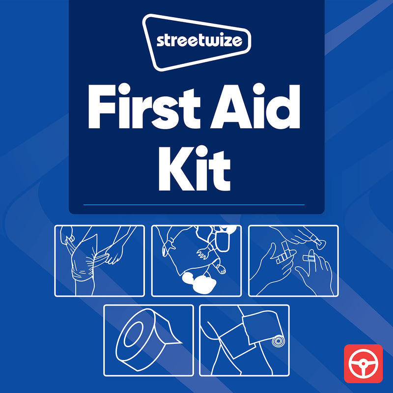 [Australia] - Streetwize - Emergency Travel First Aid Kit - UKCA, EC-Approved, Supplied in Red Storage Bag For Home, Workplace, Office, Car, Caravan and Motorhomes (FAK4) 