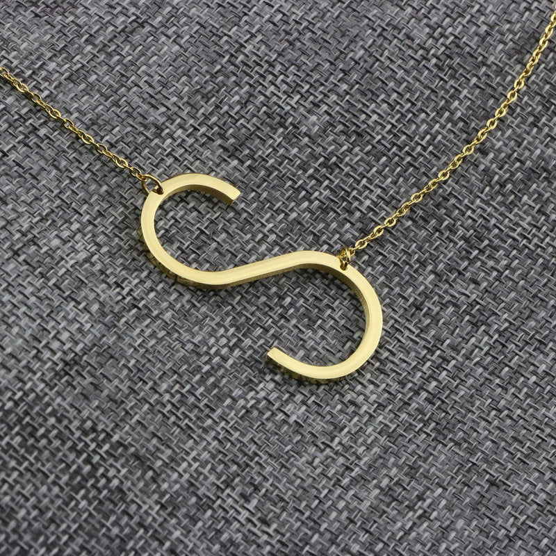 [Australia] - Yiyang Initial Necklace Large Letter Pendant Personalized Birthday Day Gift for Women Sister Wife Daugther Friend Gold-S Large Initial 