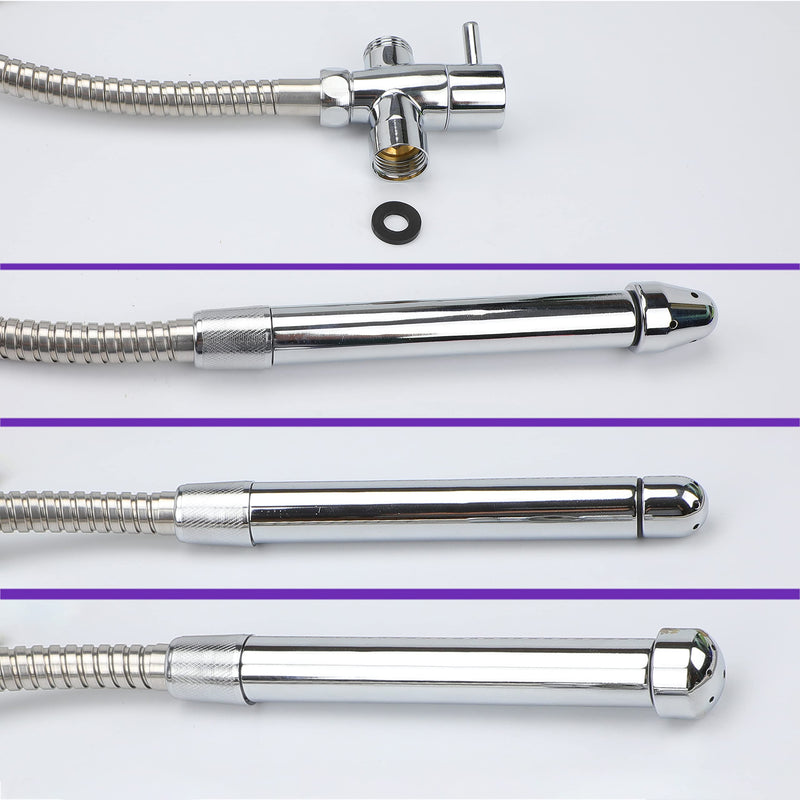 [Australia] - Shower Enema System, Douche Colonic Cleanse Kit, 5-Foot Stainless Steel Shower Hose Enema with Enema Showerhead Vaginal and Anal Cleaning Kit Colonic System Cleaner for Most Shower Systems 