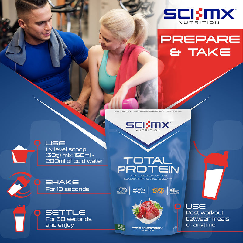 [Australia] - SCI-MX Total Protein Duo Protein Muscle Building & Recovery Blend Powder With Naturally Occurring Glutamine & Amino Acids - Strawberry Flavour - 900G - 30 SERVINGS 