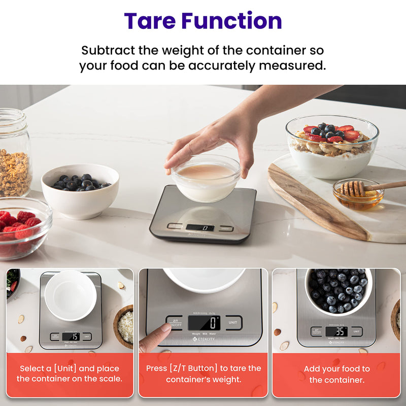 [Australia] - Etekcity Food Kitchen Scale, Digital Grams and Ounces for Weight Loss, Baking, Cooking, Keto and Meal Prep, Medium, 304 Stainless Steel Basic Medium Size 