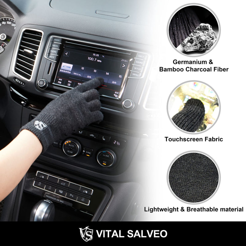 [Australia] - Vital Salveo Full Finger Touchscreen Arthritis Gloves NonSlip Carpal Tunnel-Pair-Dark Grey-M Dark Grey Full Finger-M 