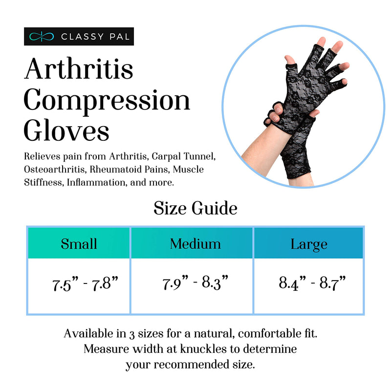 [Australia] - Classy Pal Compression Gloves for Arthritis, Typing Gloves for Hand Pain Relief Lace Large (1 Pair) 