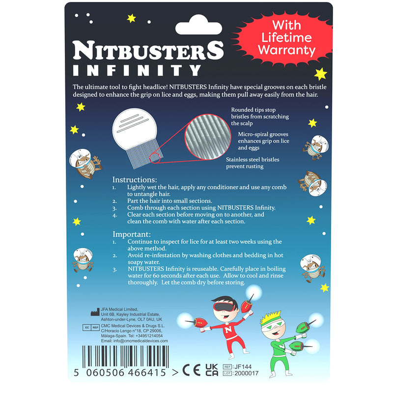 [Australia] - Nitbusters Infinity Stainless Steel Metal Headlice Nit Removal Comb with Spiral Grooves 