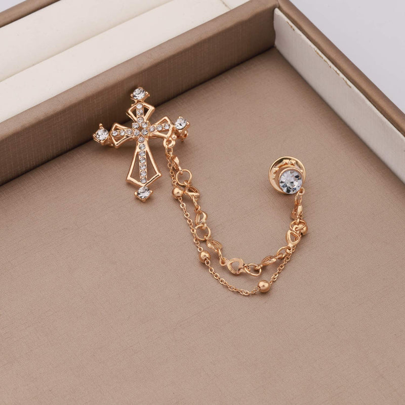 [Australia] - Christian Cross Jewelry Cross Zircon Brooch Pin Cubic Zirconia Cross Crusader Cross Lapel Pin Crystal Rhinestone Crucifix Pin Brooch Gift for Godmother Godfather G cross 