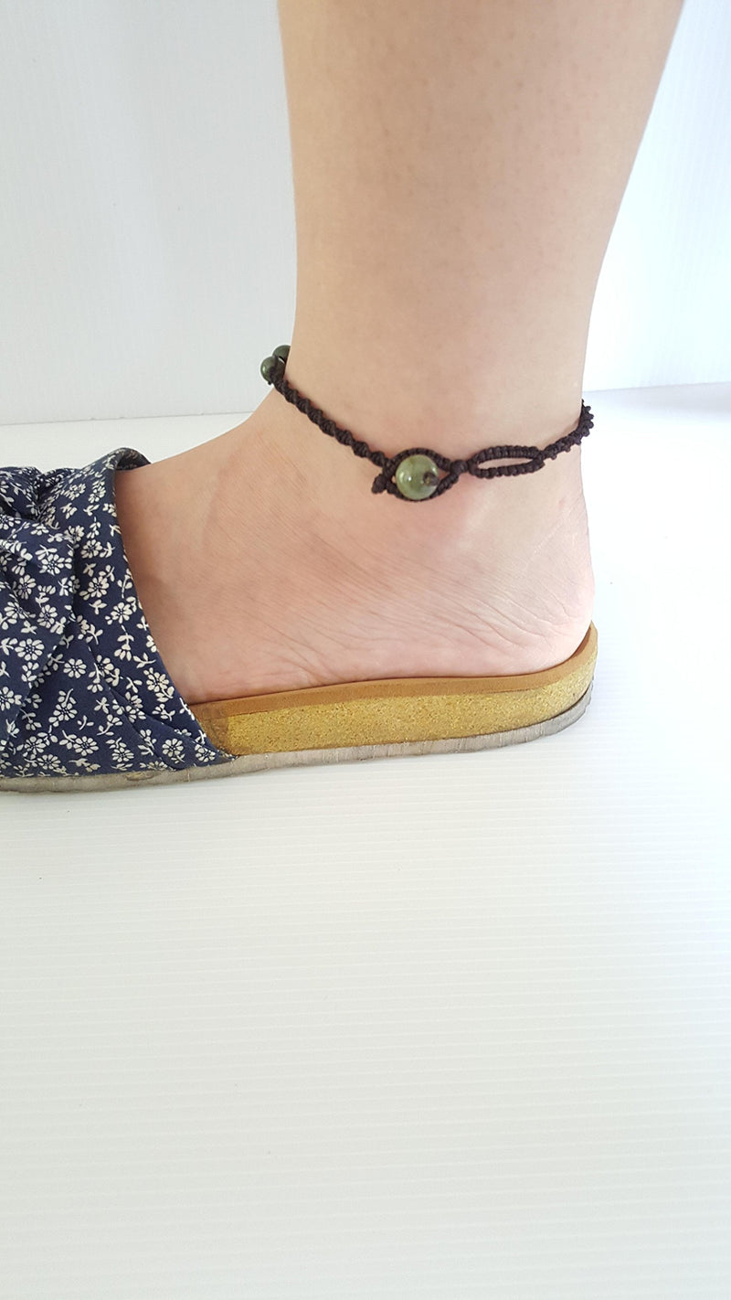 [Australia] - Infinityee888 Jade Bead Anklet Green Feng Shui for Men,Women Ankle Bracelet-AK01 