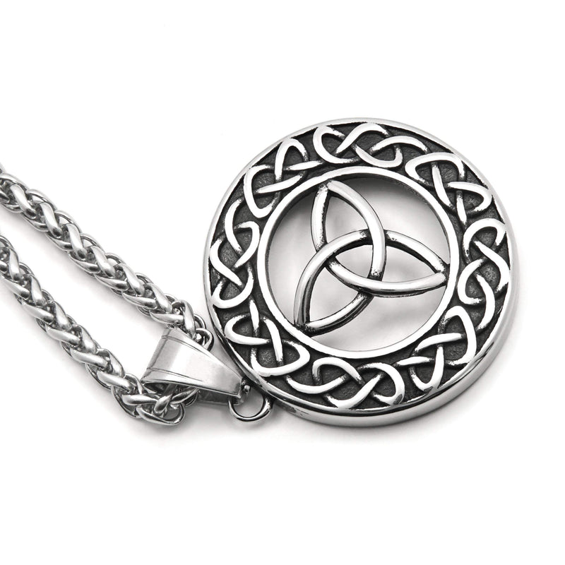 [Australia] - Gungneer Stainless Steel Triquetra Irish Celtic Knot Pendant Necklace Endless Love Eternity Protection Jewelry Amulet 20inch 