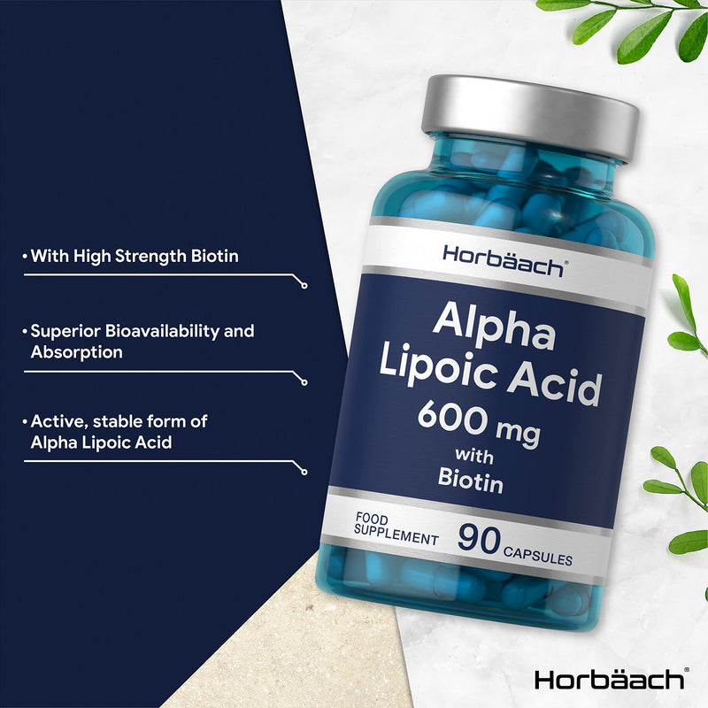 [Australia] - Alpha Lipoic Acid ALA Supplement 600mg | 90 Capsules | Plus Biotin Optimiser | by Horbaach 