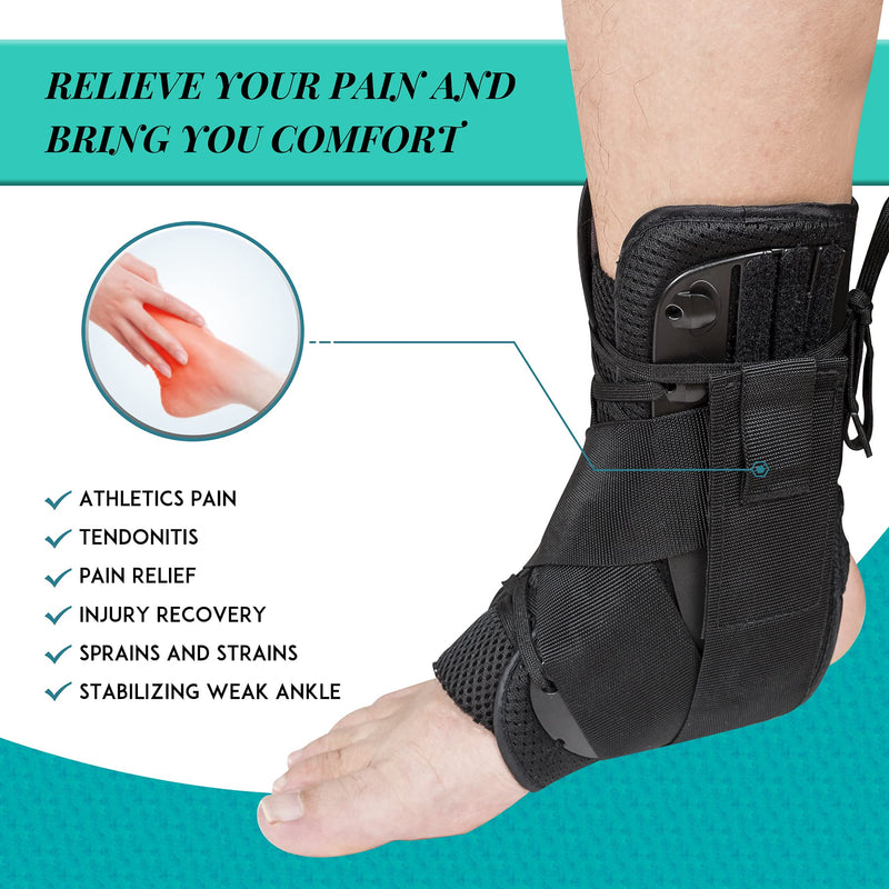 [Australia] - New Update Ankle Brace for Women & Men, Lace Up Ankle Braces with Stabilizers, Perfect Fit of Ankle Stabilizer Brace for Sprains, Ankle Wrap Support for Ankle Injury Recovery, Prevent Re-Injury (M) Medium 