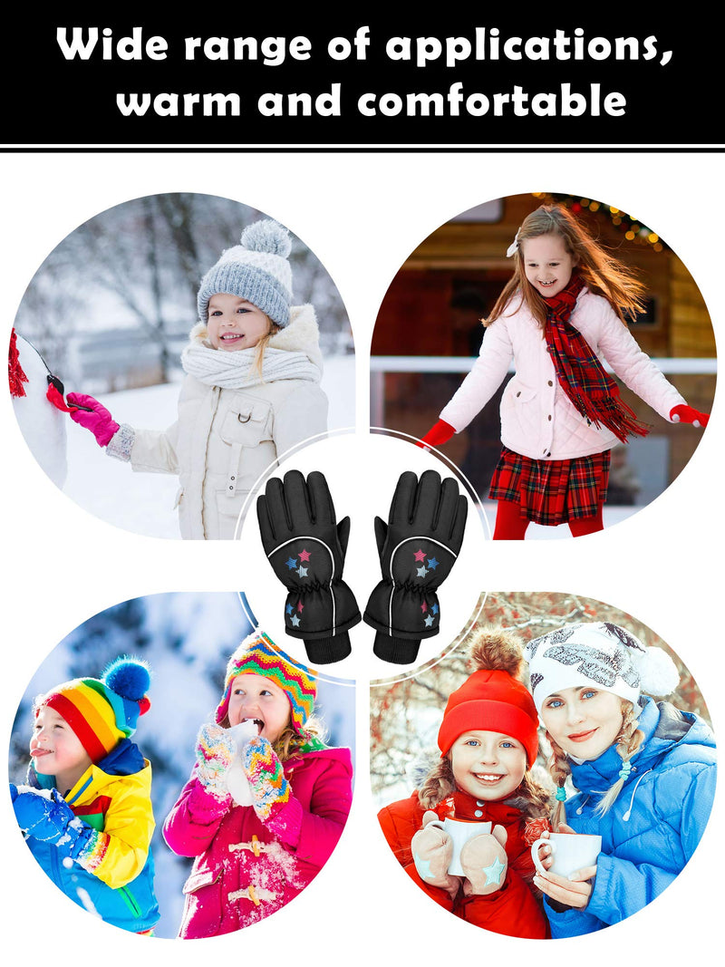 [Australia] - Boao Snow Mittens Winter Ski Mittens Waterproof Warm Cotton-lined Gloves for Kids Black 1-3T 