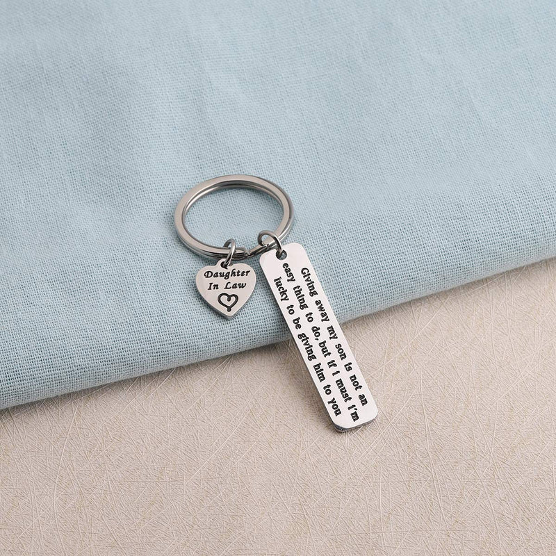 [Australia] - ENSIANTH Daughter in Law Gift Giving Away My Son is Not an Easy Thing to Do Keychain Wedding Gift Jewelry for Bride Bridal Shower Gift Daughter In Law Keychain 