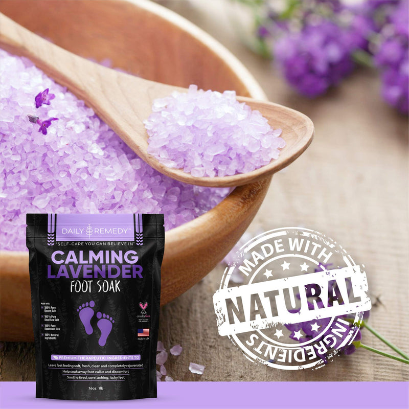 [Australia] - Calming Lavender Foot Soak with Epsom Salt, Made in USA, Antifungal Foot Soak Soothes Sore Tired Feet, Athletes Foot, Stubborn Foot Odor, Softens Calluses & Helps Treat Toenail Fungus, 16 oz 1 lb 