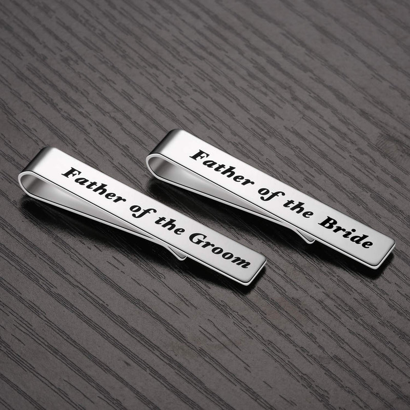 [Australia] - Hazado 2PC Father of The Bride Gift Father of The Groom Tie Clip Father in Law Tie Bar Set Dad Gift for Wedding 