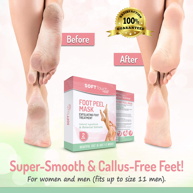 [Australia] - Foot Peel Mask – 2 Pack of Peeling Booties – Natural Foot Care Exfoliating Treatment Repairs Cracked Heels, Calluses & Removes Dead, Dry Skin for Baby Soft Touch Feet 