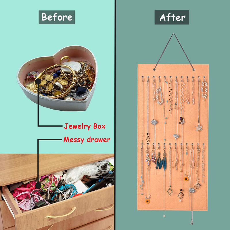 [Australia] - Hanging Jewelry Organizer, Large Capacity and Organizer Storage for Hanging Necklaces, Bracelets, Earring Chains, Anklets, etc. (Beige) Beige 