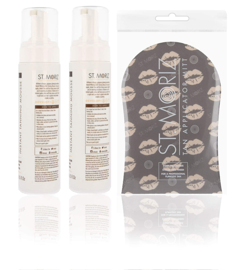[Australia] - St Moriz Instant Self Tanning Mousse in Dark Tone with Mitt - 2 x 200 ml 