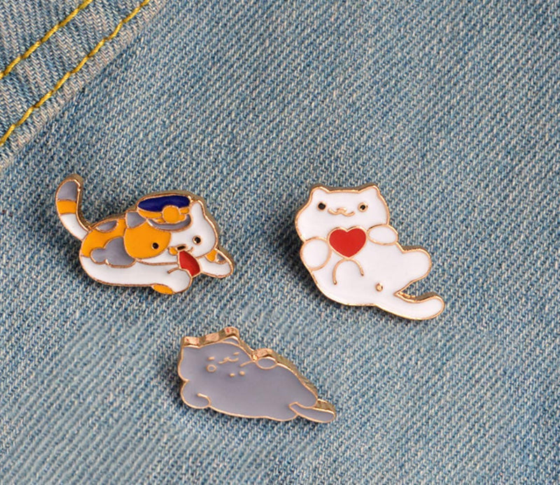 [Australia] - SINNKY Cute Enamel pins for Backpacks,Anime Cartoon pins for Jacket,Pins Set for Clothing Bags Jackets Accessory DIY Crafts pins Set. Casual cat eating fish 