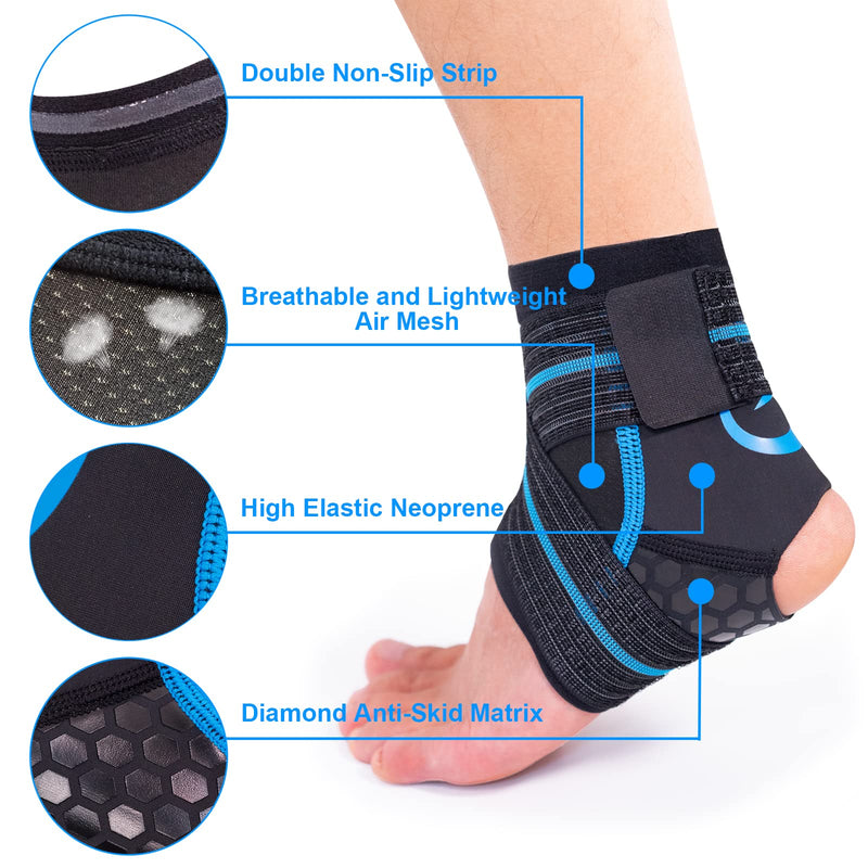 [Australia] - Nvorliy Ankle Brace for Swimming, Aquatic, Scuba Diving, Surfing, Paddle Boarding, Water Sports or Injury Recovery, Neoprene Compression Ankle Wrap & Foot Support for Women & Men (Large) Large 