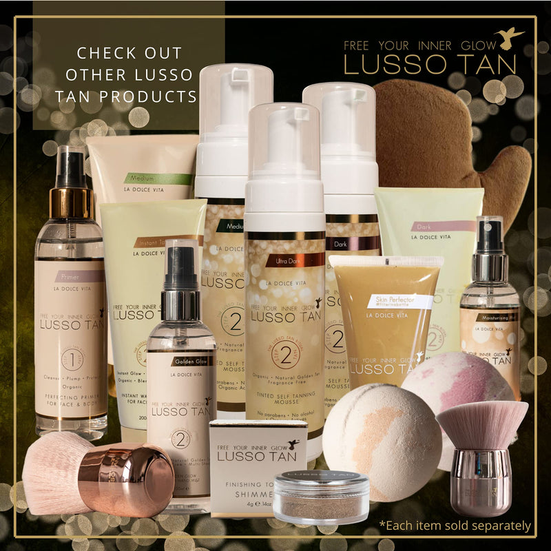 [Australia] - Professional Dark Self Tanning Mousse - By Lusso Tan. Organic, Vegan, Cruelty-Free False Tan. Instant-drying. Streak-free, Flawless Finish Fake Tan. Natural Glow Face and Body Tint. Tinted Self-Tanning Mousse - Dark 