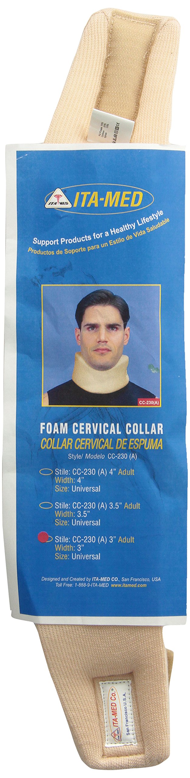 [Australia] - ITA-MED Foam Cervical Collar for Adult Neck Brace (3-Inch Wide) 3" Wide 