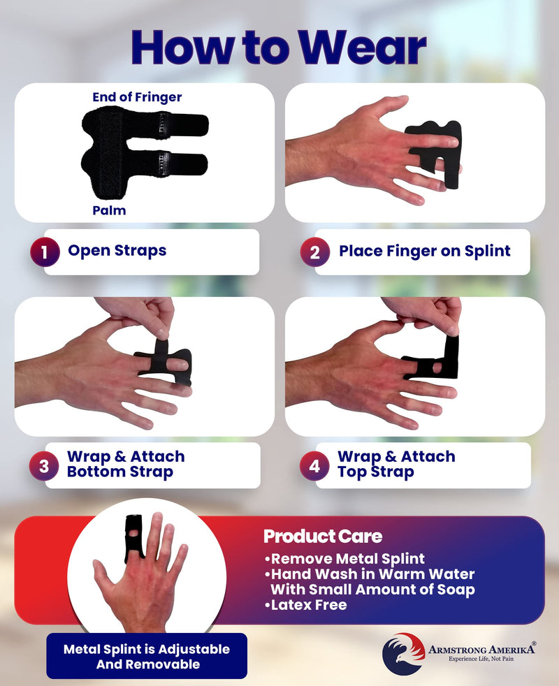 [Australia] - Finger Brace Trigger Finger Splint - Straighten Broken or Bent Fingers & Thumbs. Mallet Finger Splint for Stenosing Tenosynovitis Finger Pain Relief or Locking Finger Tendon. Finger Stabilizer 2 Pack Fits Most 