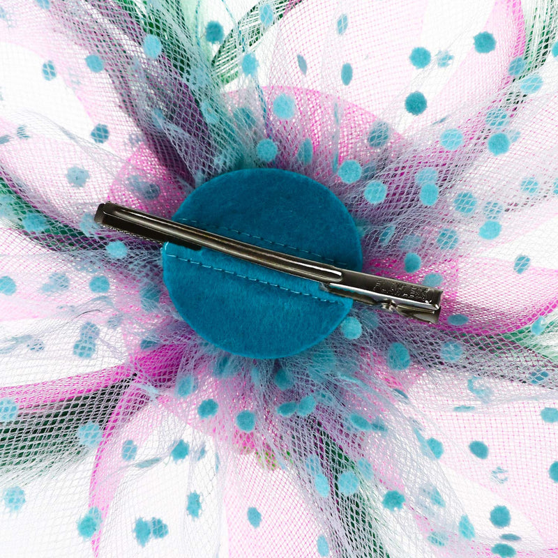 [Australia] - DRESHOW Fascinators Hat Flower Mesh Ribbons Feathers on a Headband and a Clip Tea Party Headwear for Girls and Women Za 7" Diameter/ Green Deeppink Blue 