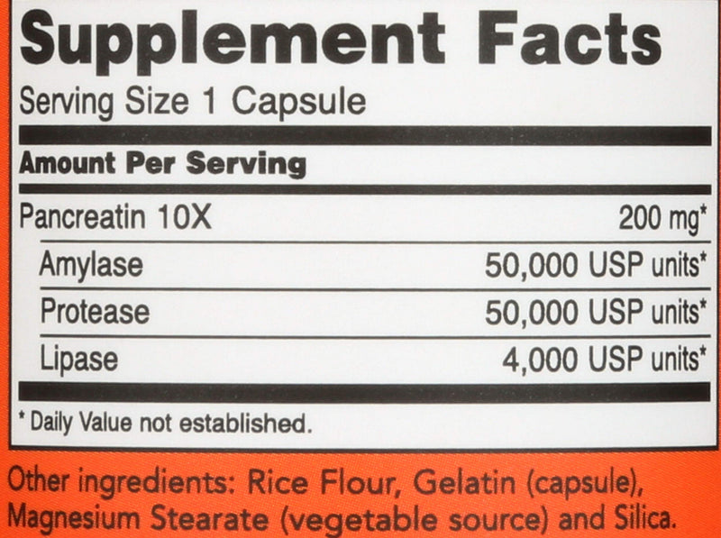 [Australia] - NOW FOODS Pancreatin 2000mg Capsules, 100 CT 100 Count (Pack of 1) 