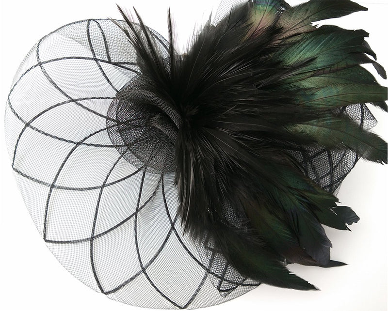 [Australia] - Vivivalue Women Veil Net Fascinator Flower Hats Fascinator Felt Mesh Feather Hair Clip 4 