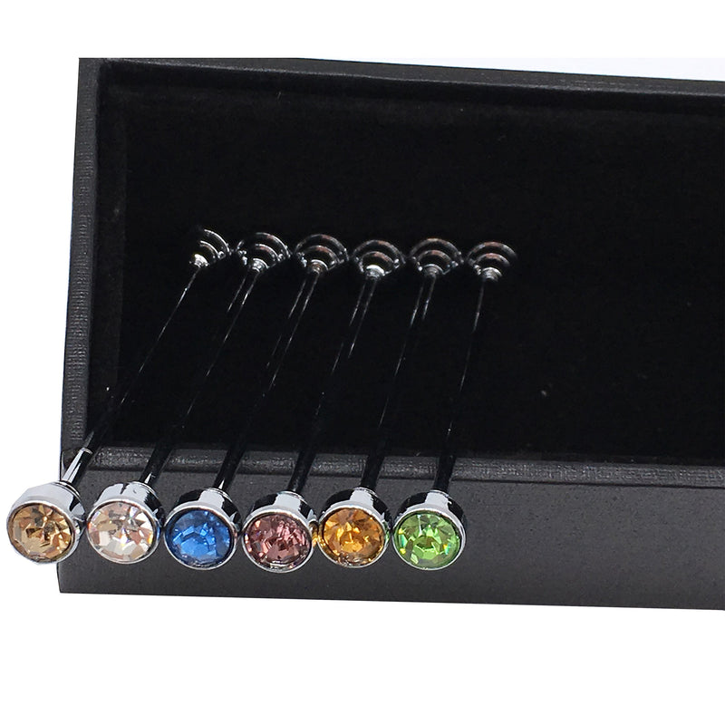 [Australia] - Geek-M Tie Collar Bar Pin Set for Men Rhinestone Fashion Collar Clips 6 Pcs 