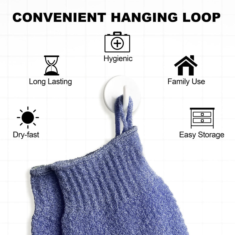 [Australia] - Migliore Wear Exfoliating Gloves, 3 DISTINCT TEXTURES Body Scrub Gloves, Natural Bath/Shower Scrubber Gloves, Beauty Loofah Body Exfoliator Mitt with Hanging Loop(Heavy) 1 Pair Heavy 