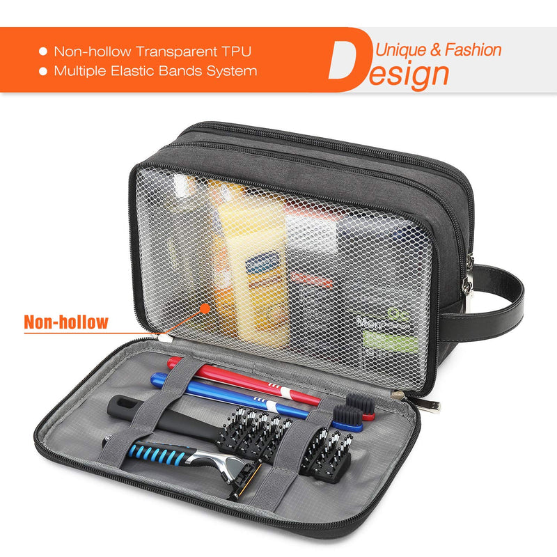 [Australia] - Mens Toiletry Bag Dopp Kit Travel Bathroom Bag Shaving Shower Cosmetic Organizer Black 