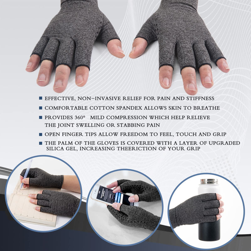 [Australia] - HENOTIC Arthritis Compression Gloves for Women Men, Anti-Slip Glue Dot & Fingerless Breathable & Moisture Wicking Compression Gloves for Relieving Rheumatoid Pains, Joint Swell, etc Small One Pair 