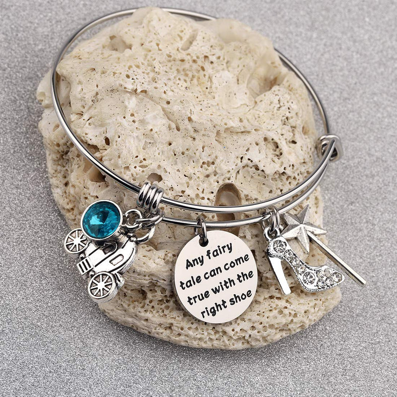 [Australia] - CHOORO Cinderella Inspired Charm Bangle Any Fairy Tale Can Come True with The Right Shoe Bracelet Fables and Fairytale Gift Any Fairy Tale bracelet 