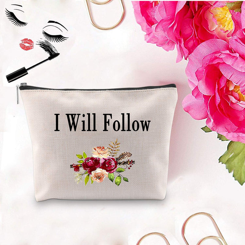 [Australia] - PXTIDY Gilmore Girls Makeup Bag Where You Lead I Will Follow Cosmetic Bag Set Mother Daughter Gift BFF Gift (beige) beige 