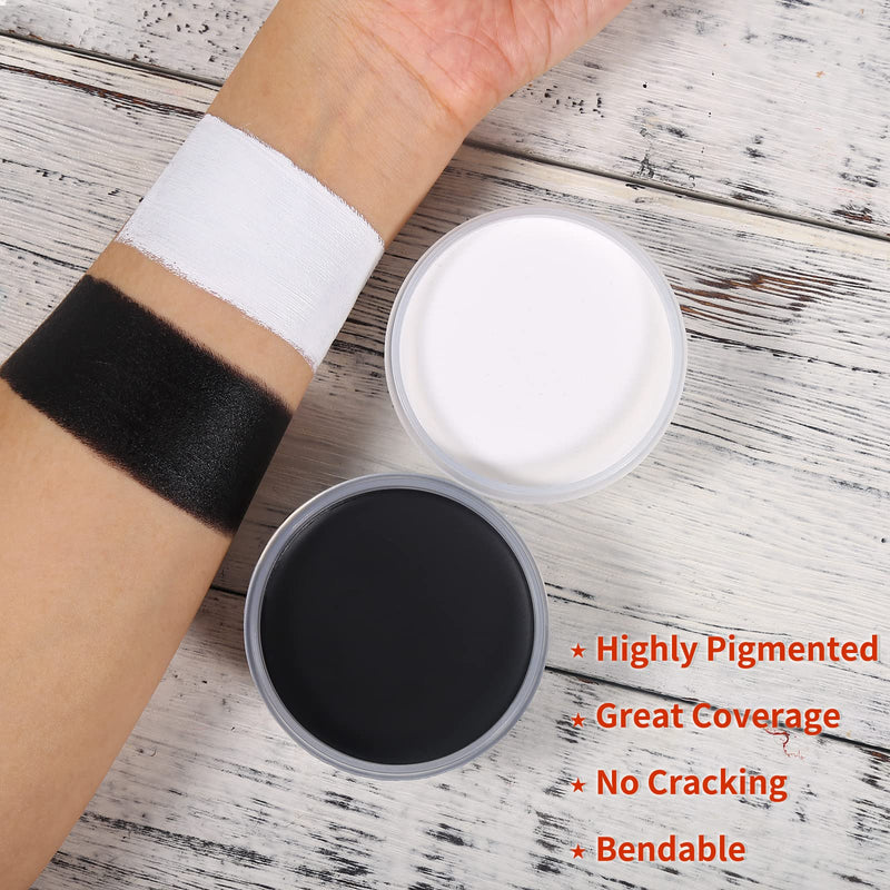 [Australia] - BOBISUKA Halloween Cosplay SFX Makeup Black + White Face Body Paint Special Effects Makeup Kit Dress Up Non Toxic Face Painting Kits for Adult Full Coverage Facepaint Fx Make Up 