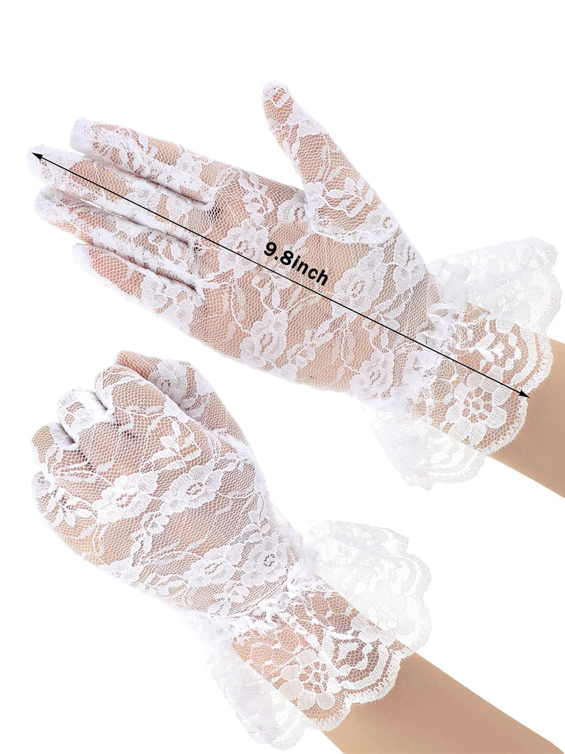 [Australia] - 3 Pairs Women Lace Gloves Floral Lace Gloves Sun Protection Lace Gloves Dressy Gloves for Wedding Dinner Parties Black, Grey, Purple 